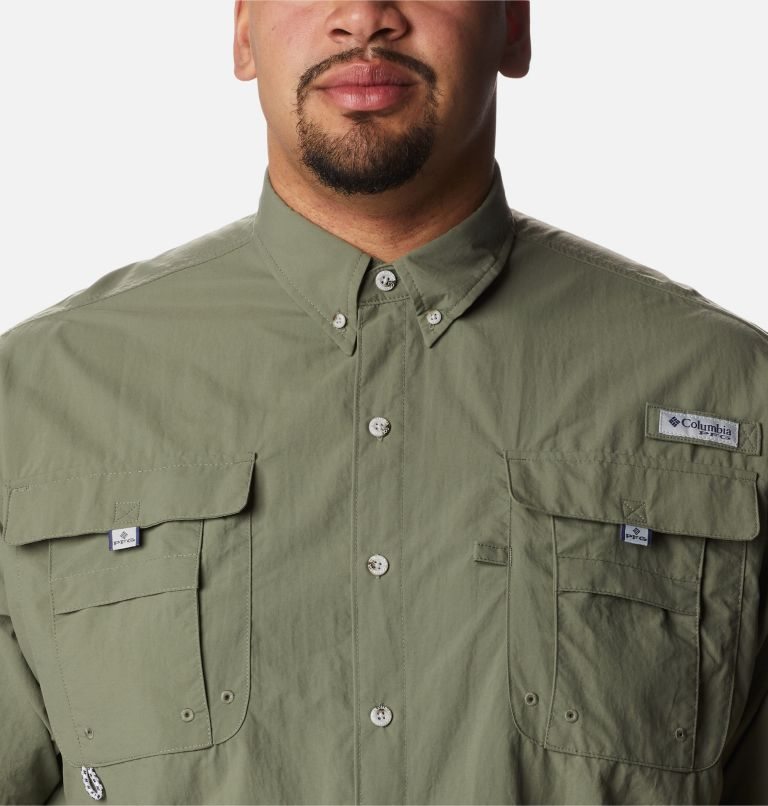 Men's Columbia PFG Bahama II Short Sleeve Shirts Olive | Plus Size CA-V46C5